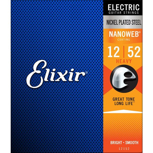 Elixir Electric Guitar Strings Nickel Plated Steel Nanoweb - Heavy 12/52
