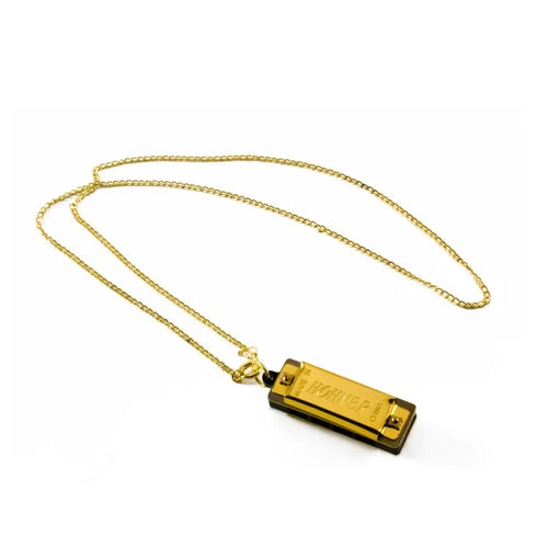 Mini Harmonica with Gold Chain