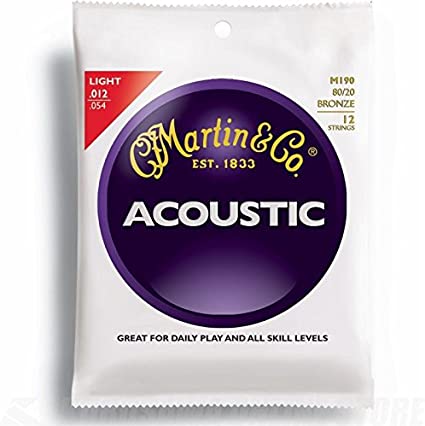 Martin & Co. Acoustic Guitar Strings - 12 Strings Light 12-54 (M190 80/20 Bronze)