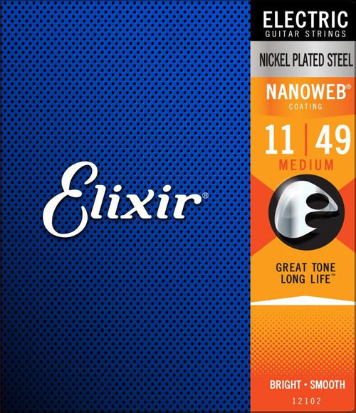 Elixir Electric Guitar Strings Nickel Plated Steel Nanoweb - Medium 11/49
