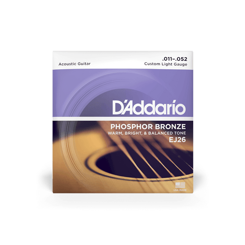D'Addario Acoustic Guitar Strings - Phosphor Bronze EJ26 Custom Light