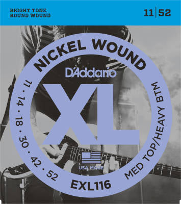 D'Addario Electric Guitar Strings - EXL116 11/52 Med Top/Heavy BTM